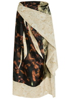Maison Margiela Floral-print Asymmetric Silk Midi Wrap Skirt Brown