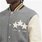 AMIRI Men's Oversized Stars Varsity Jacket in Grey