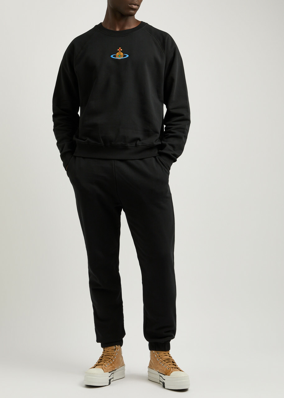 Vivienne Westwood Orb-embroidered Cotton Sweatpants Black