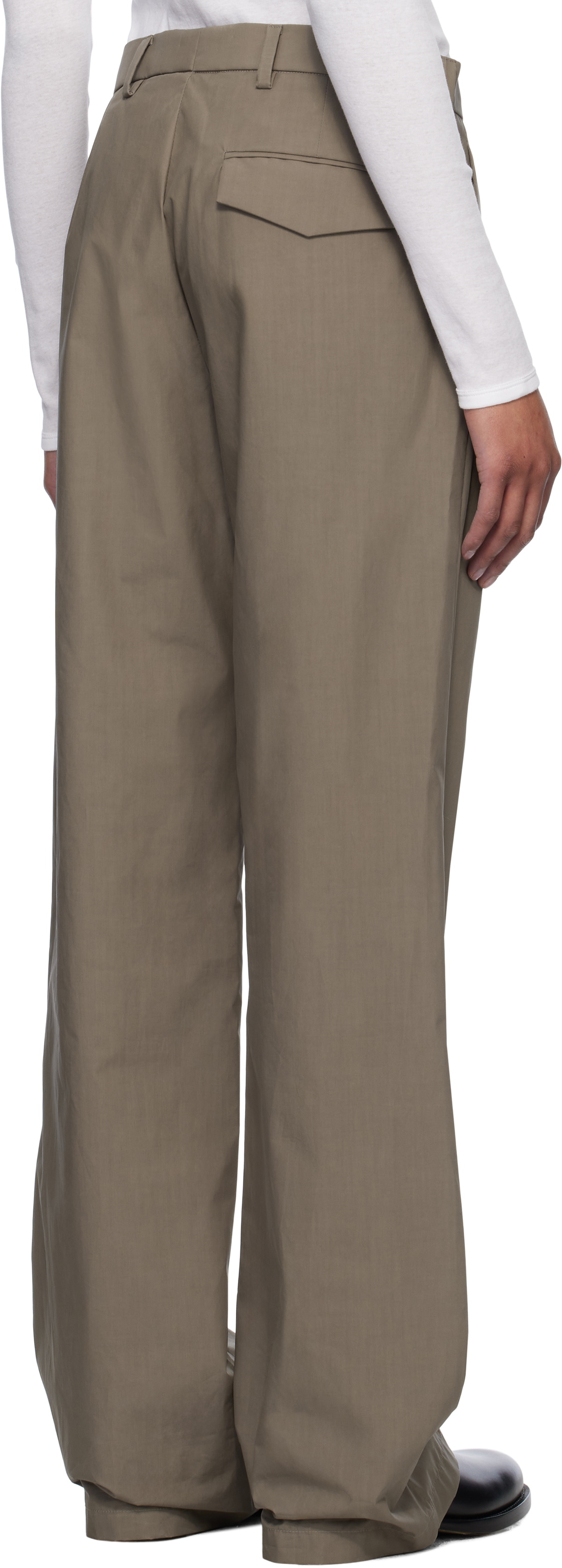 Rier Taupe Poplin Waxed Trousers