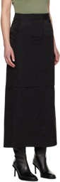 Juun.J Black Paneled Maxi Skirt