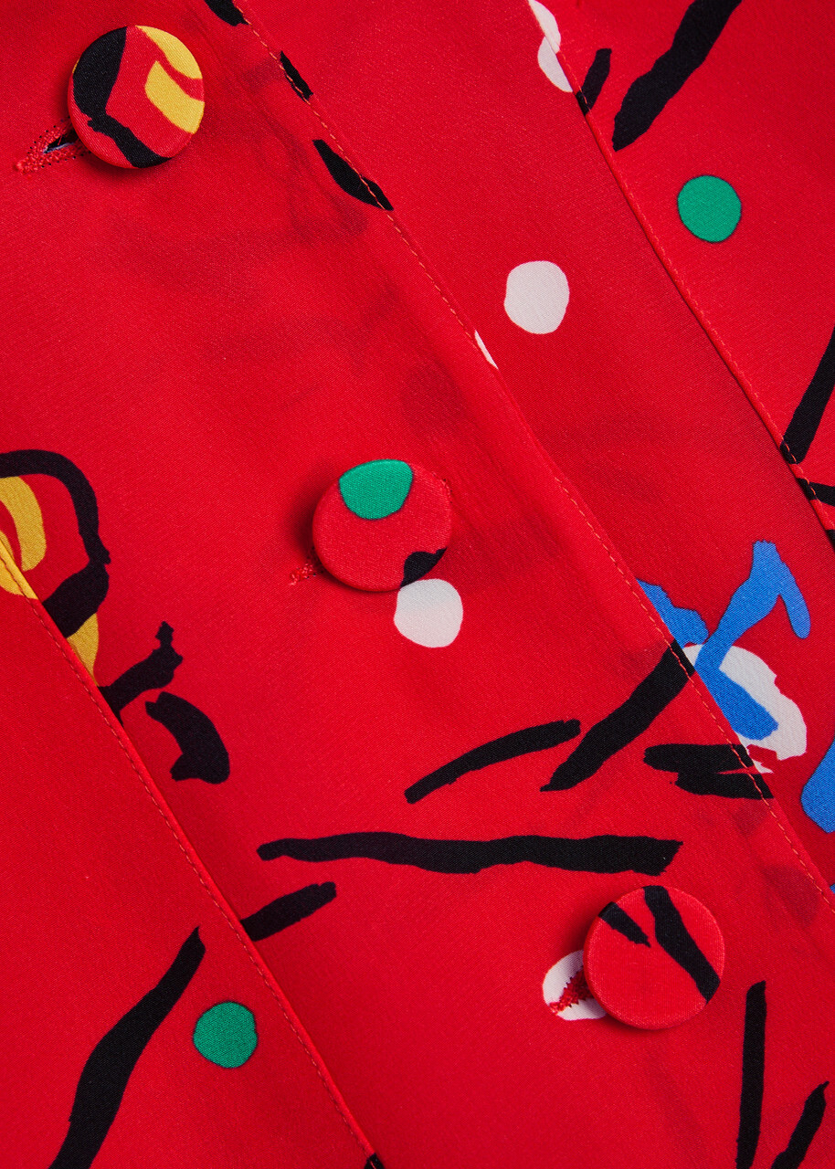 Blaze Milano Honeybelle Printed Silk Mini Shirt Dress Red
