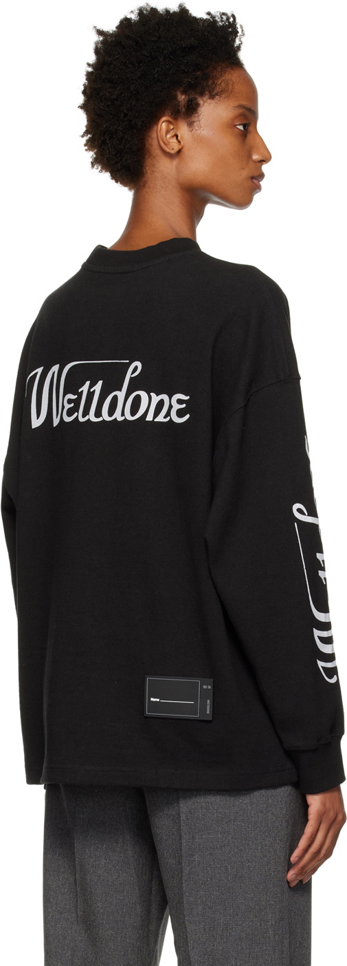 We11done Black Print Long Sleeve T-Shirt We11done