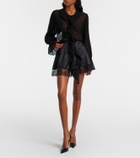 Nina Ricci Lace-trimmed silk-blend satin shorts
