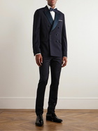 Paul Smith - Slim-Fit Double-Breasted Satin-Trimmed Wool and Mohair-Blend Tuxedo Jacket - Blue