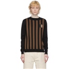 Fendi Brown and Black Cotton Crewneck Sweater