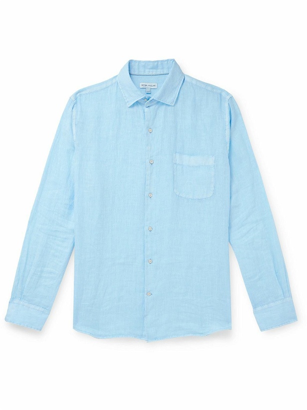 Photo: Peter Millar - Coastal Garment-Dyed Linen Shirt - Blue