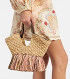 Zimmermann Goldentime Small raffia tote bag