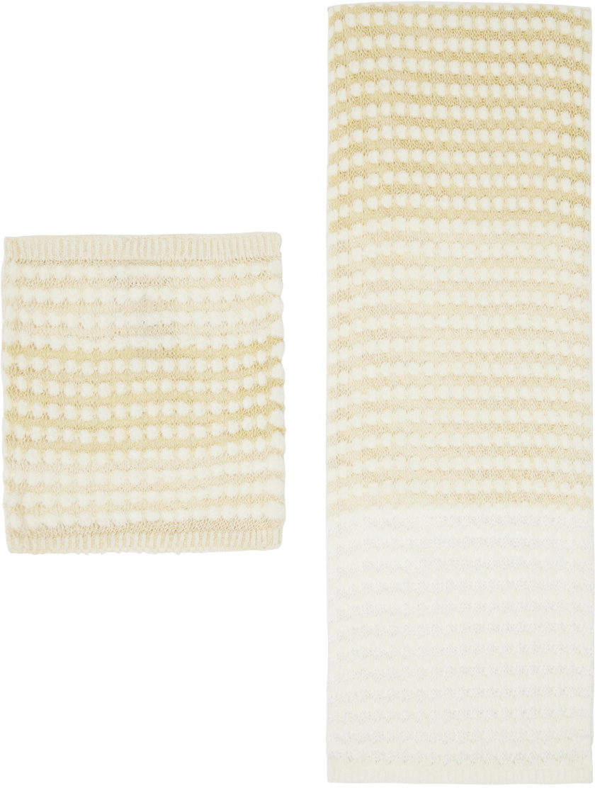 Isa Boulder SSENSE Exclusive Off-White Popcorn Scarf & Neck Warmer Set