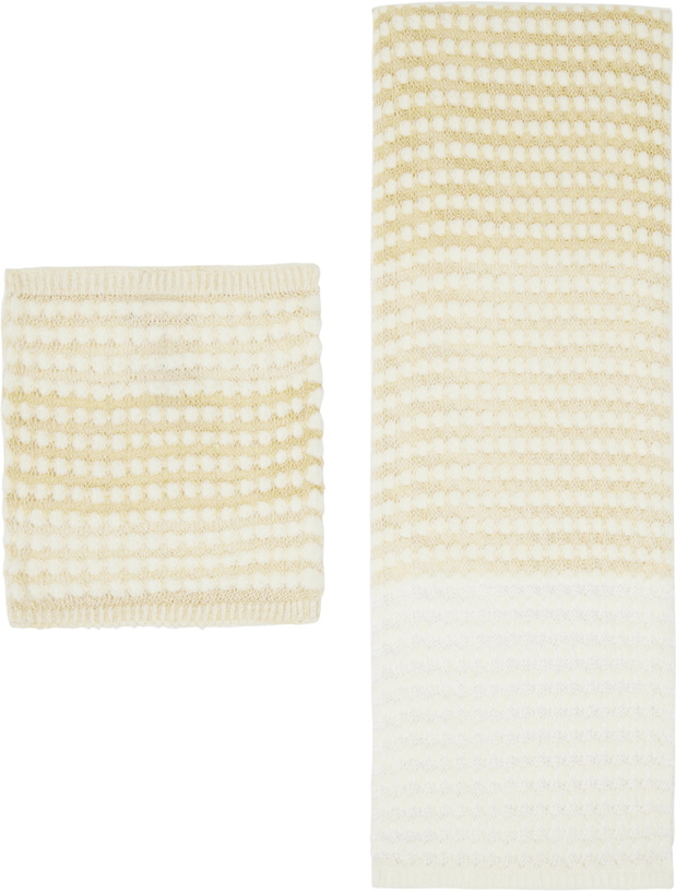 Photo: Isa Boulder SSENSE Exclusive Off-White Popcorn Scarf & Neck Warmer Set