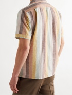 Beams Plus - Striped Camp-Collar Cotton-Voile Shirt - Brown