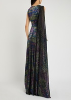 Talbot Runhof Scarf-effect Metallic-weave Gown Multicoloured 1