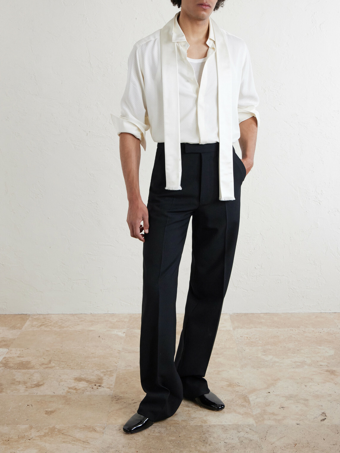 TOM FORD - Frayed silk-satin scarf
