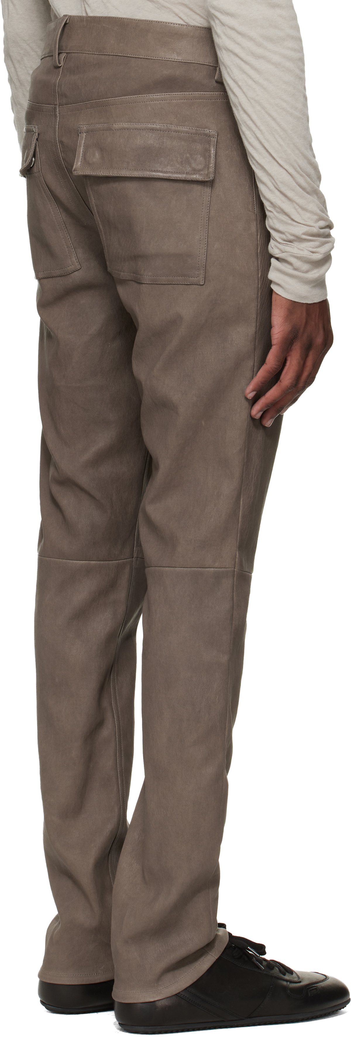 Rick Owens Gray Temple Tyrone Leather Pants