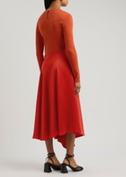 Stine Goya Wool and Satin Midi Dress Orange