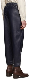 Nanushka Navy Vegan Leather Jain Pants