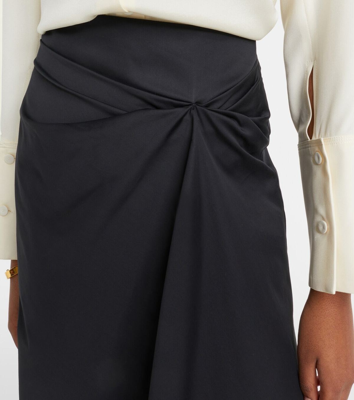 Max Mara Paggi gathered cotton-blend midi skirt