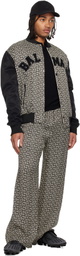 Balmain Black & Off-White Monogrammed Varsity Jacket