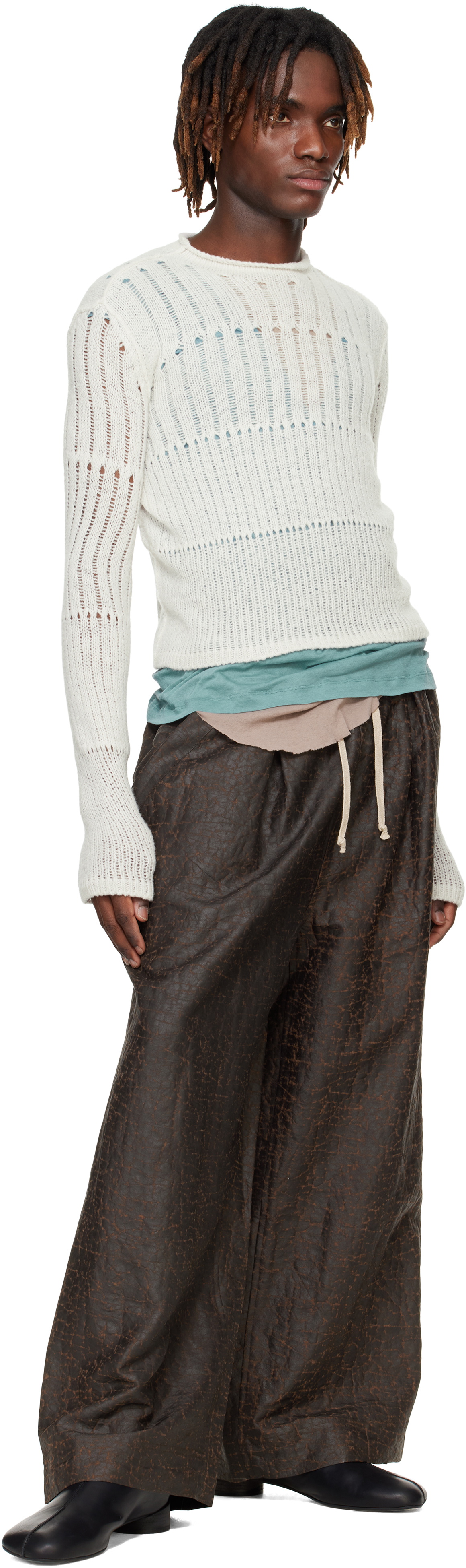 Jan-Jan Van Essche Brown O-Project Doro Dyed Silk Wide Trousers
