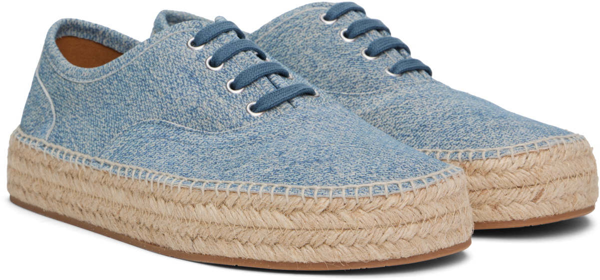 JW Anderson Blue Suede Lace-Front Platform Espadrilles JW Anderson