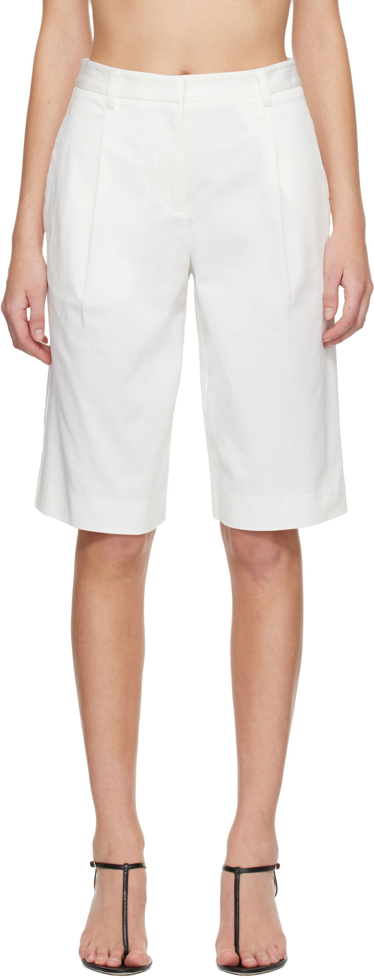 Matteau White Long Chino Shorts