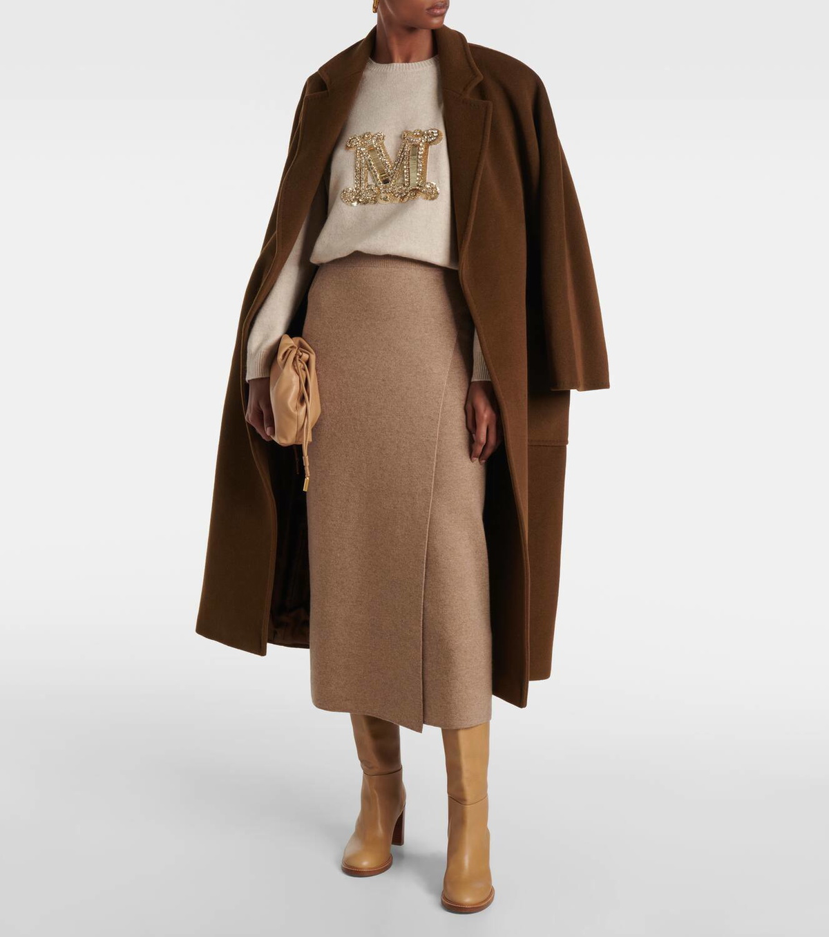 Max Mara Logo embellished wool and cashmere sweater