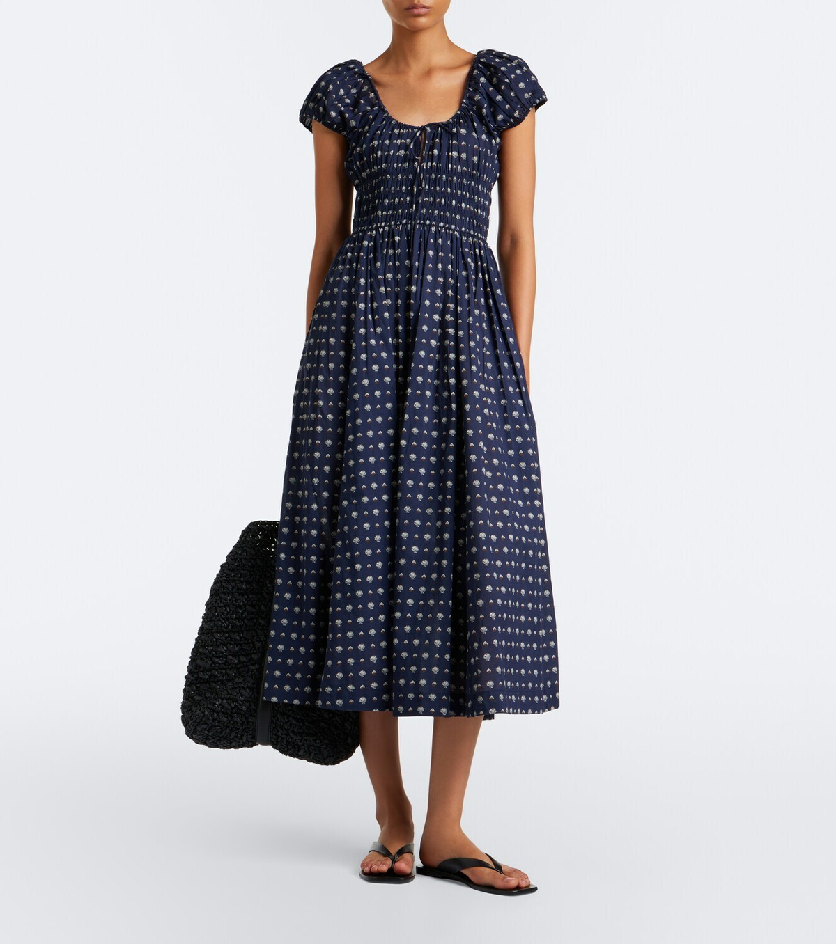 Dôen Quinn printed cotton poplin midi dress