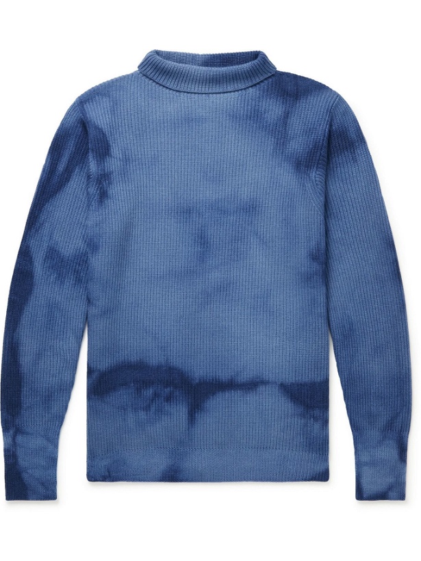 Photo: Barena - Ribbed Tie-Dyed Wool Rollneck Sweater - Blue