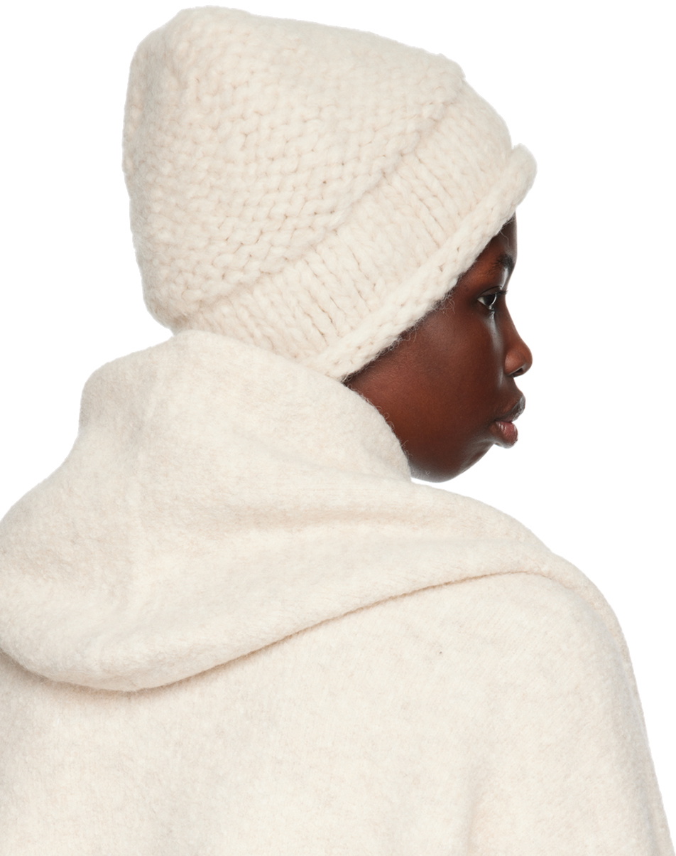 Lauren Manoogian Off-White Handknit Purl Roll Beanie Lauren