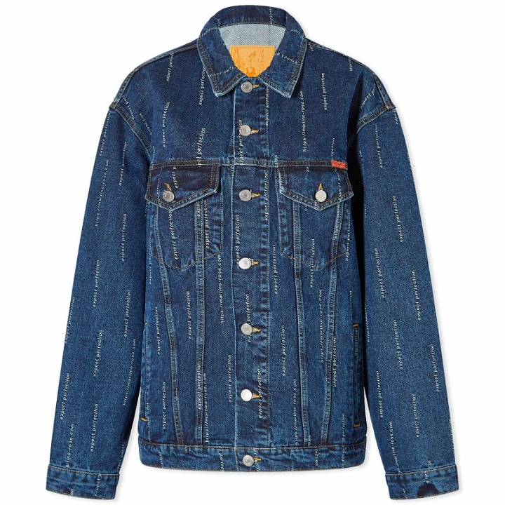 Photo: Martine Rose Women's Oversized Denim Jacket in Mid Wash/Expect Perfection