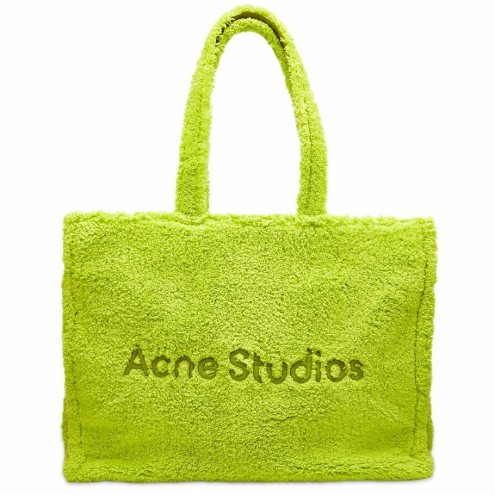 Photo: Acne Studios Men's Logo Towel Shopper Bag in Lime Green