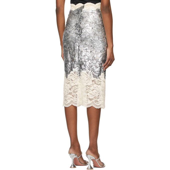 Paco Rabanne Silver Coated Lace Skirt