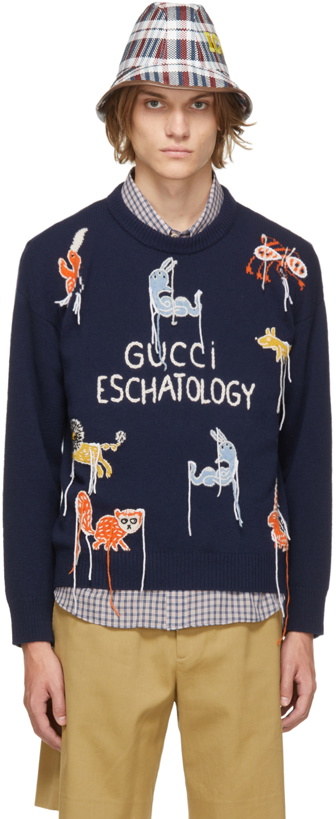 Photo: Gucci Navy Freya Hartas Edition 'Eschatology' Sweater