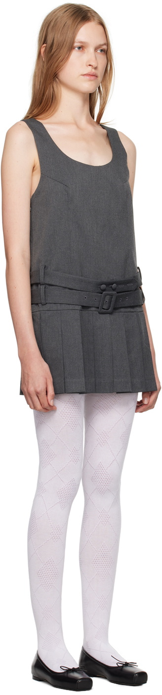 OPEN YY Gray Belted Pleated Minidress