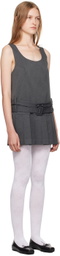 OPEN YY Gray Belted Pleated Minidress
