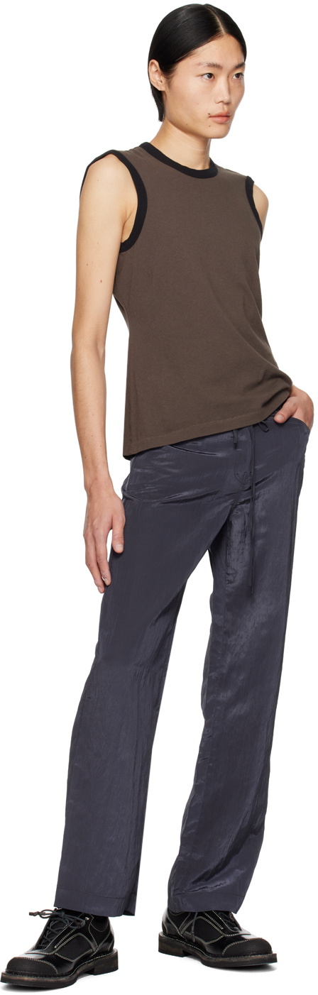 LOW CLASSIC Navy Crinkled Trousers