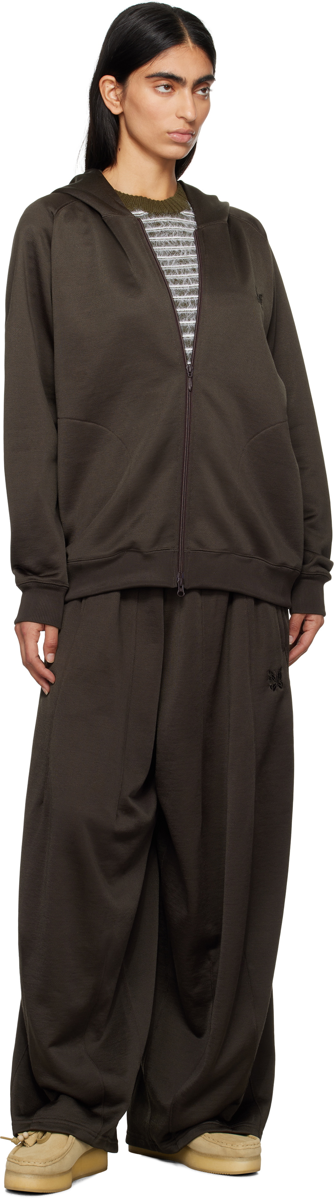 NEEDLES Khaki Zipped Hoodie