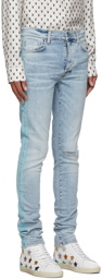 AMIRI Blue Flocked Track Jeans