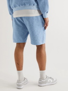 Les Tien - Straight-Leg Acid-Wash Cotton-Fleece Shorts - Blue