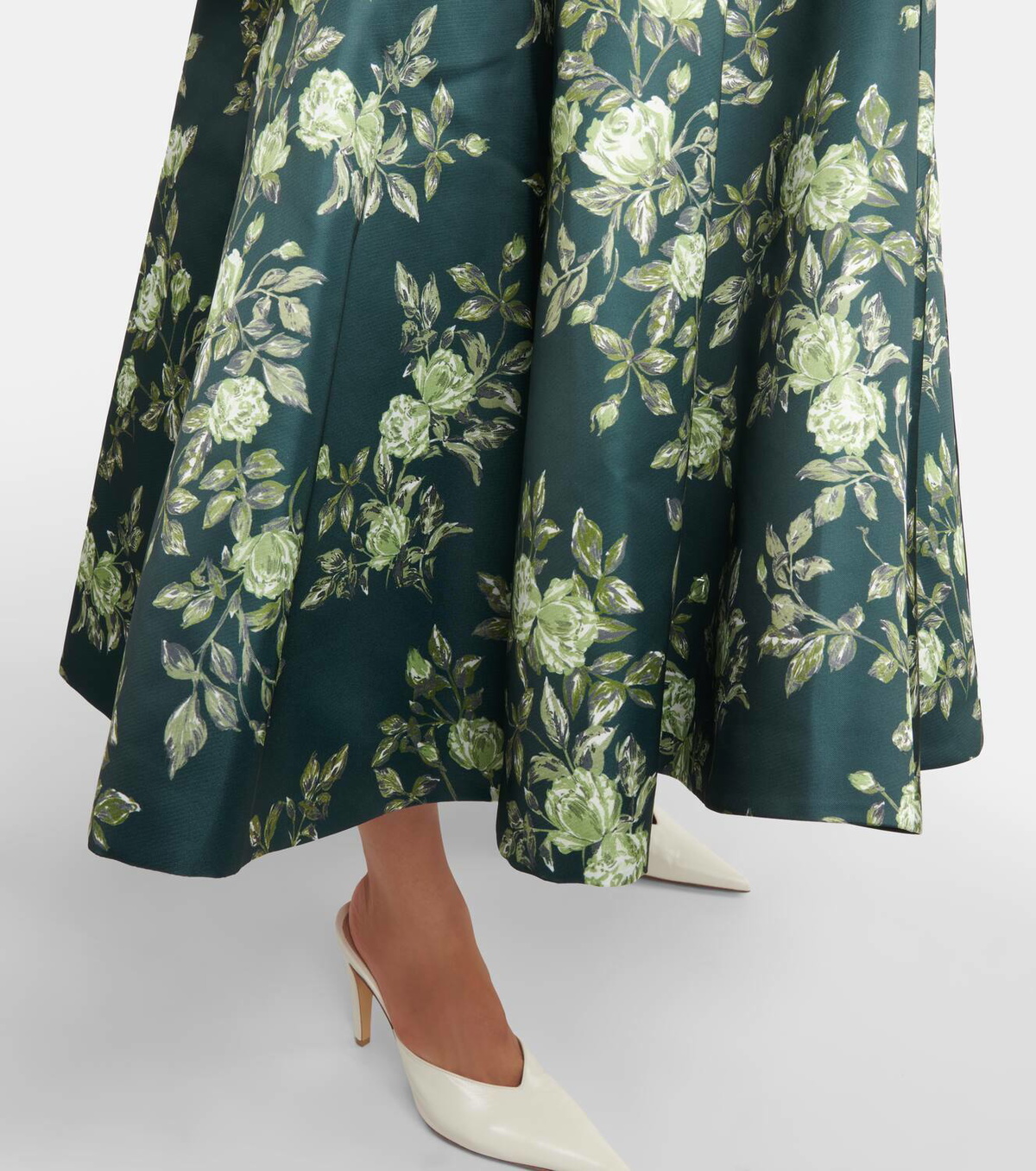 emerald green silk dress long sleeve Petal & Pup Women's Fia Floral Print Chiffon Maxi Dress - Brown main image 0