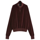 Les Tien Men's Velour Branded Half Zip Yacht Pullover in Washed Red Mahogany