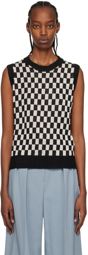 Photo: S Max Mara Off-White & Black Quadro Vest