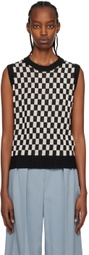 S Max Mara Off-White & Black Quadro Vest