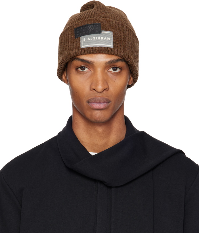 Photo: MM6 Maison Margiela Brown Logo Patch Beanie