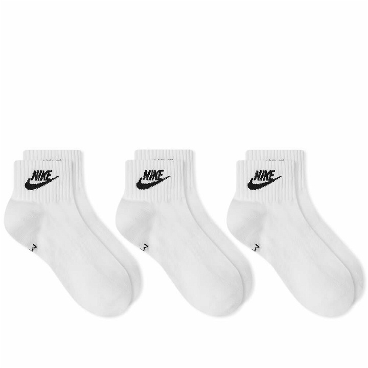 Photo: Nike Men's Everyday Essential Ankle Sock - 3 Pack in White/Black