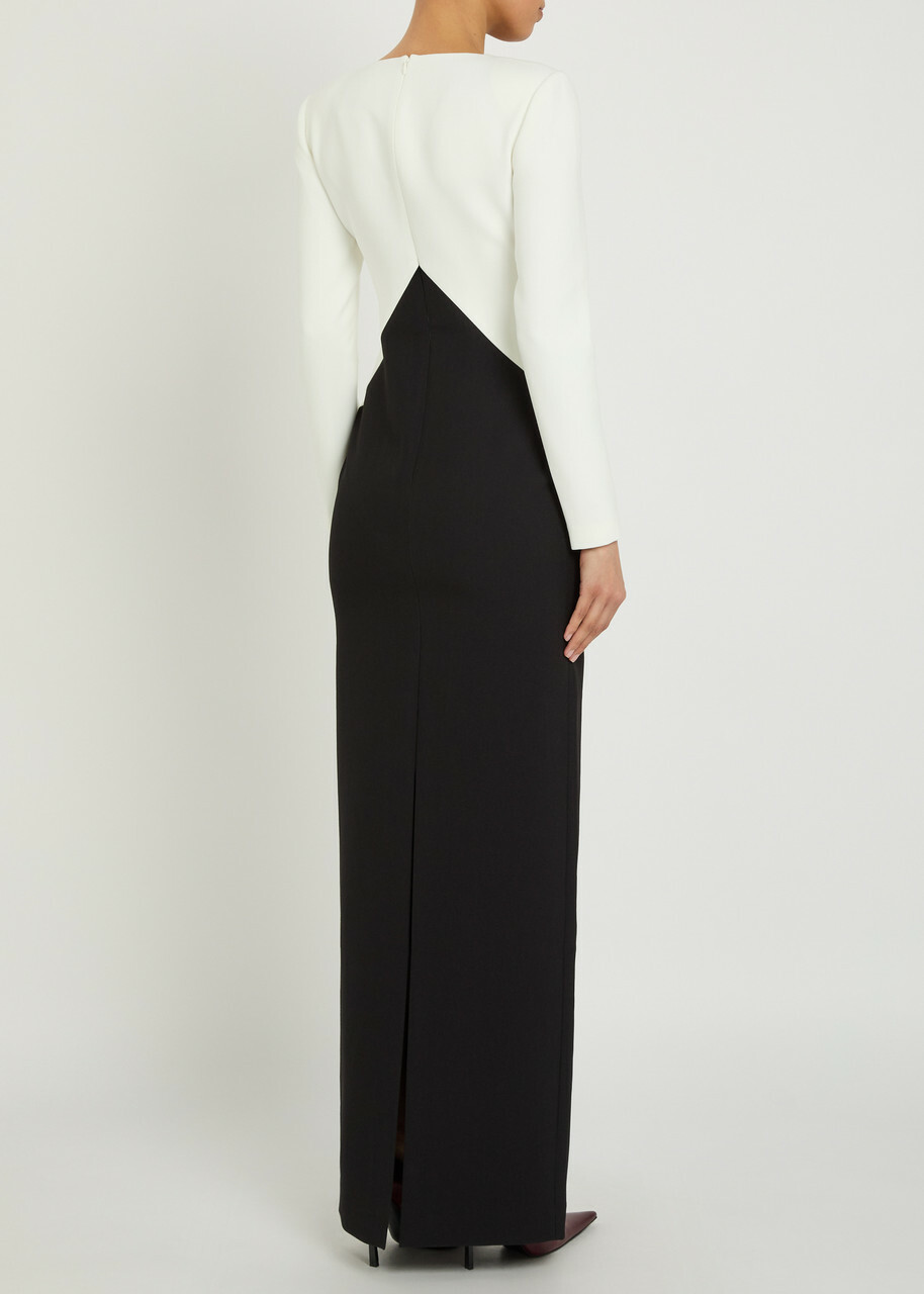Roland Mouret Colour-blocked Crepe Maxi Dress Black
