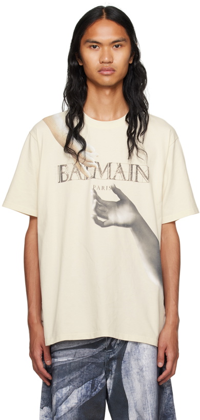 Photo: Balmain Off-White Statue T-Shirt