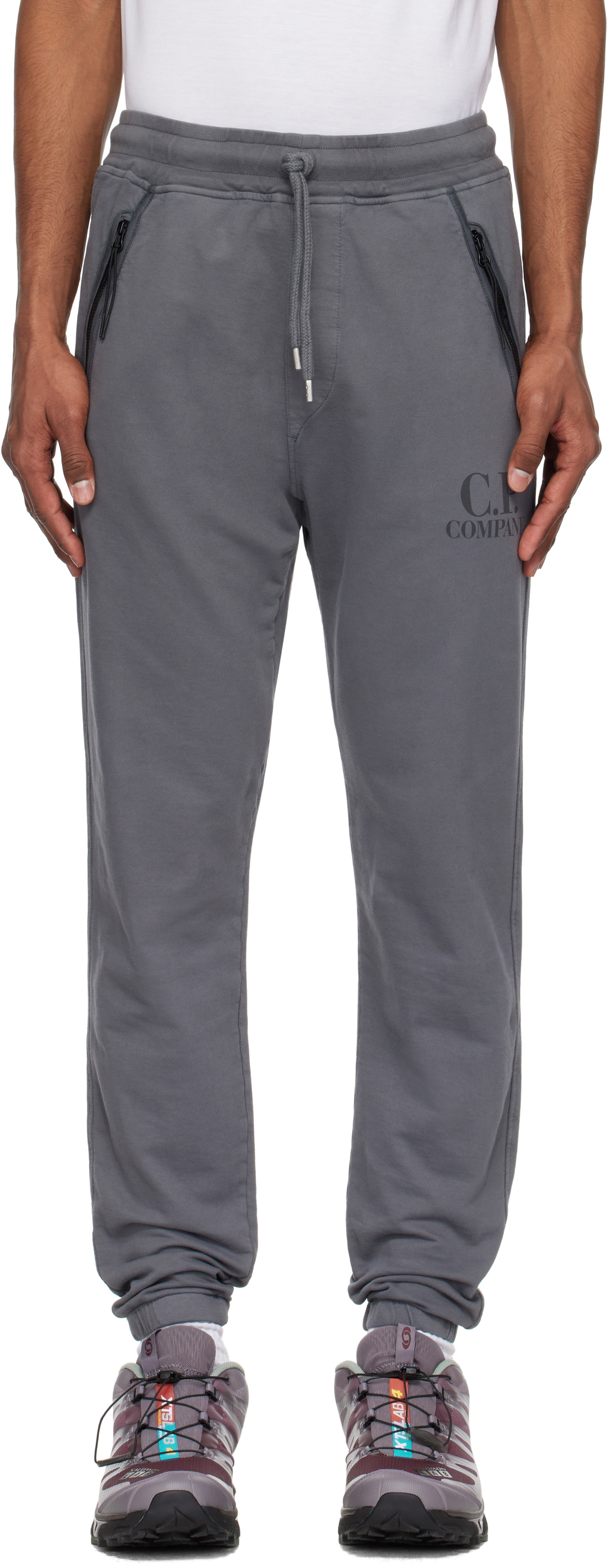 C.P. Company Gray Light Fleece Logo Sweatpants