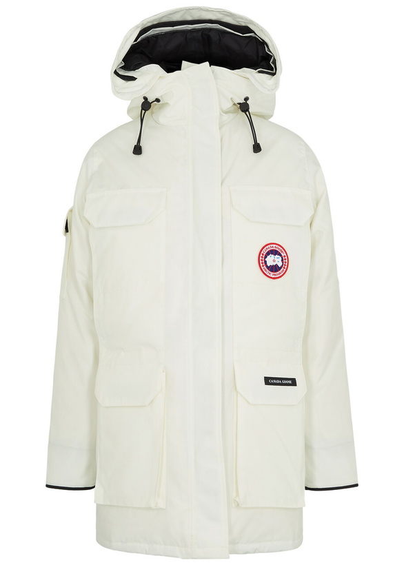 Photo: Canada Goose Women's Medium White Expedition Hooded Arctic-Tech Parka Coat Water-Resistant