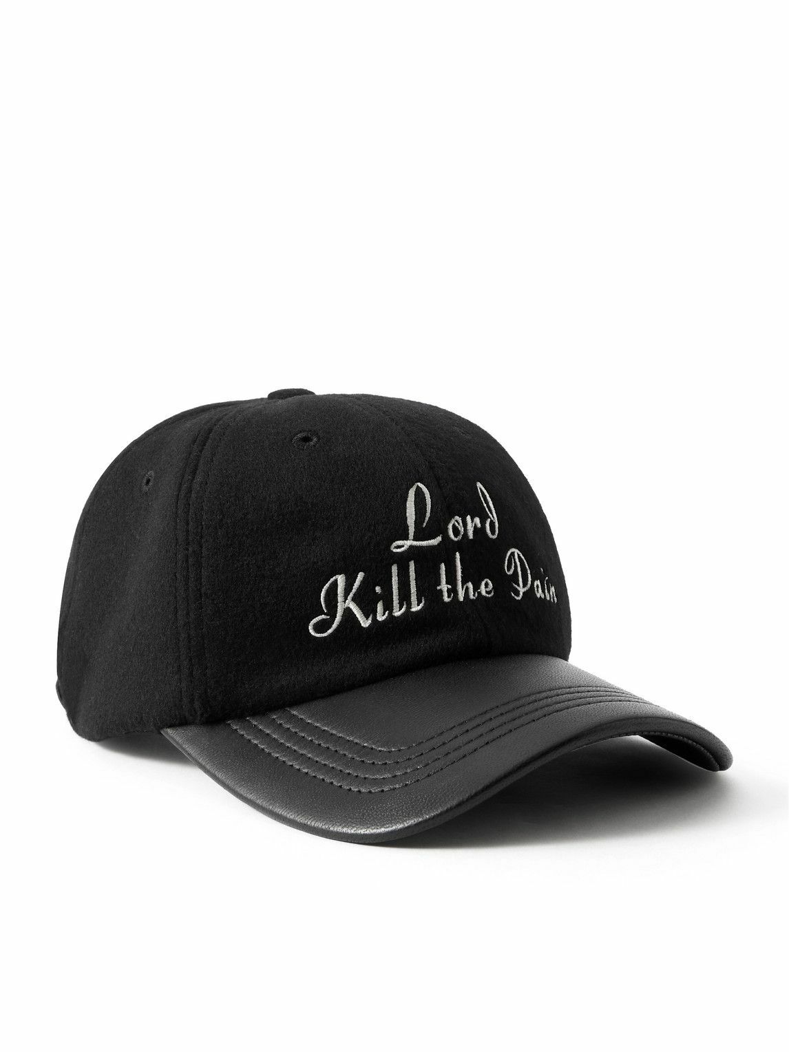 Enfants Riches Déprimés - Lord Kill The Pain Leather-Trimmed Embroidered Wool and Cashmere-Blend Baseball Cap